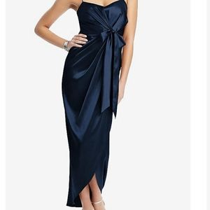 BRAND NEW! After Six Brisesmaid Dress Midnight Navy Stretch Charmeuse Style 6828